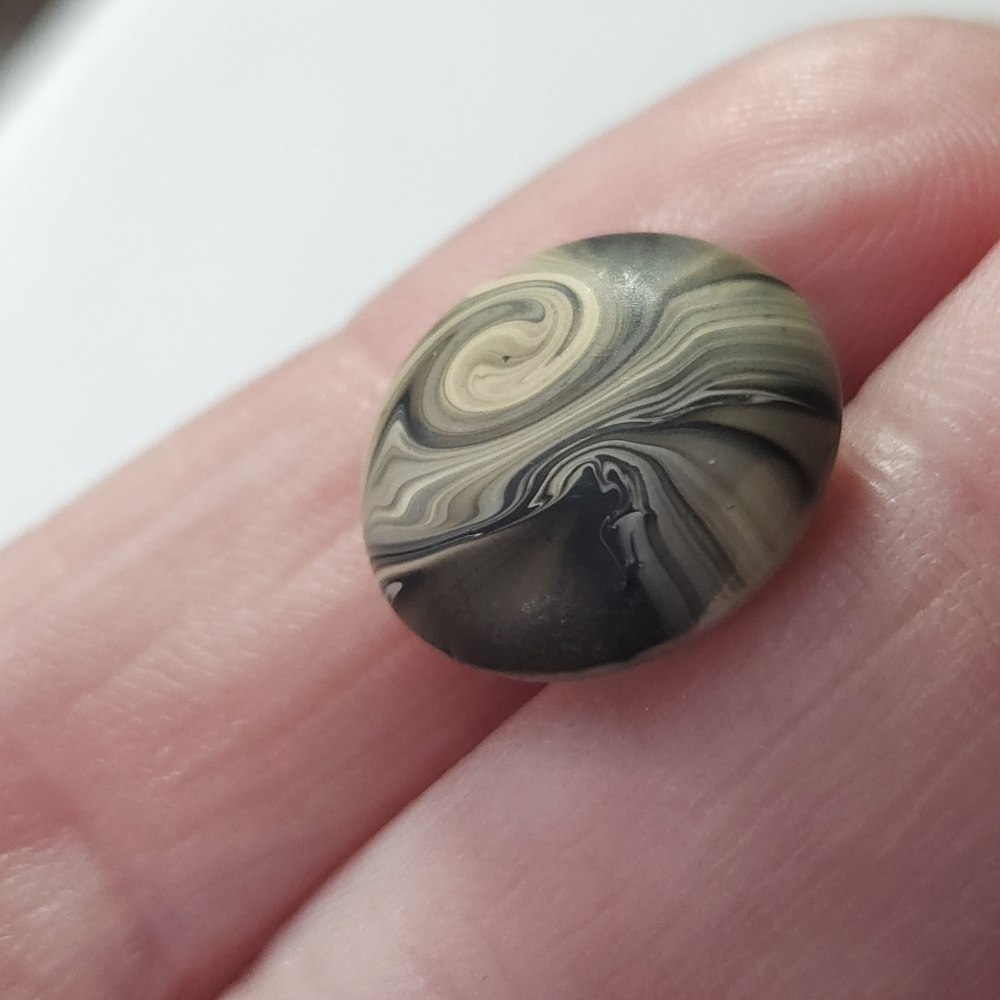 White Silver & Black Swirl Resin Gold Plated Post Earrings - Picture 3 of 9